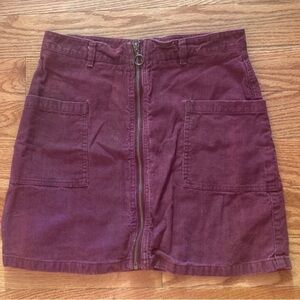 Altar’d State Burgundy Corduroy Mini Skirt Size Medium